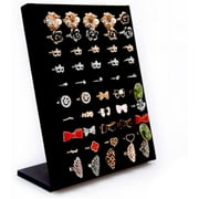Black Velvet L-Shaped 50 Slots Ring Earring Jewelry Display Tray Organizer Holder (L-Shaped 50 Slots-Black)