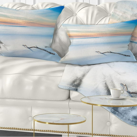 Designart 12" x 20" Blue Polyester Throw Pillow