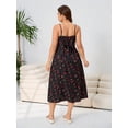 thumbnail image 2 of Multicolor Cherry Print Plus Size Adjustable Strap Dress, Slim Fit With Flattering Waist, A-Line Sundress For Spring Summer, 2 of 8