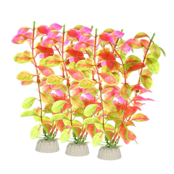 Unique Bargains 3 Pcs Fish Tank Aquarium Decorations Artificial Plants Plastic Artificial Water Plants Pink 18.5cm