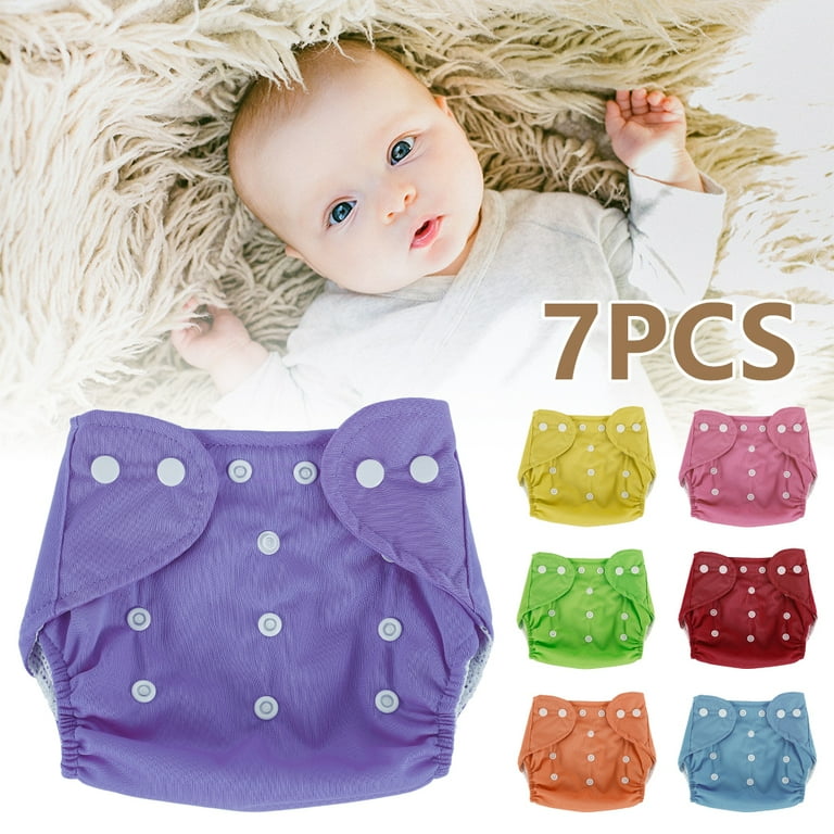 Duety 7pcs Baby Nappies Baby Diapers Newborn Reusable Cloth Nappy Diapers Baby Adjustable Nappies Infant Knitted Mesh Fabric Training Pant for Most