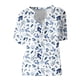 thumbnail image 4 of ICHUANYI Clearance Summer Tops For Women Short Sleeve Split Neck Flower Print Elegant Blouses With Chest Pocket(Blue, XL) ICHUANYI WER2023081106558, 4 of 7
