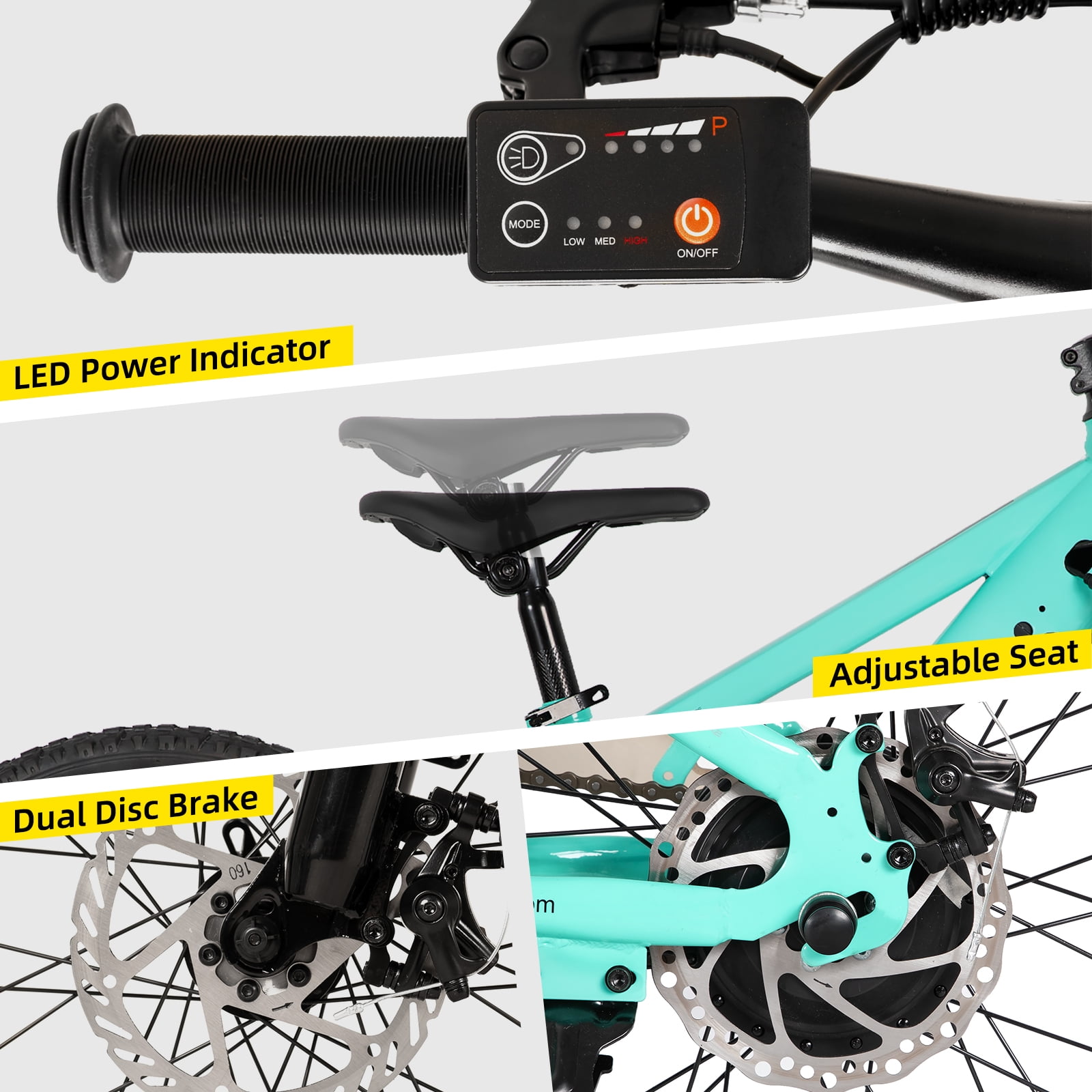 JOYSTAR Electric Bike for Teenagers, Ages 7+ with 250W Brushless Motor, 15 Miles 15MPH Electric Mountain Bicycle with Removable Battery, Multiple Colors