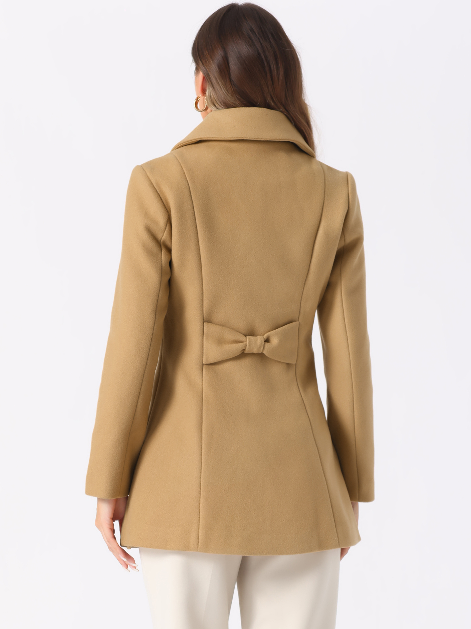 DARING DIVA Women's Turn-Down Collar Pockets Outwear Winter Coat M Khaki
