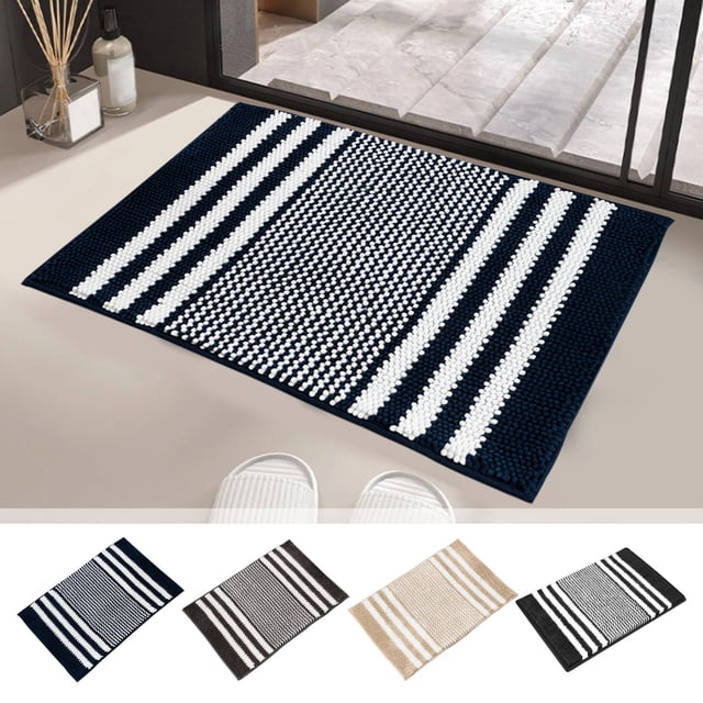 mfyjkho Alfombra de baño de chenilla de 40 x 60 cm, súper suave, gruesa, absorbente, antideslizante, lavable a máquina, para bañera y lavabo.
