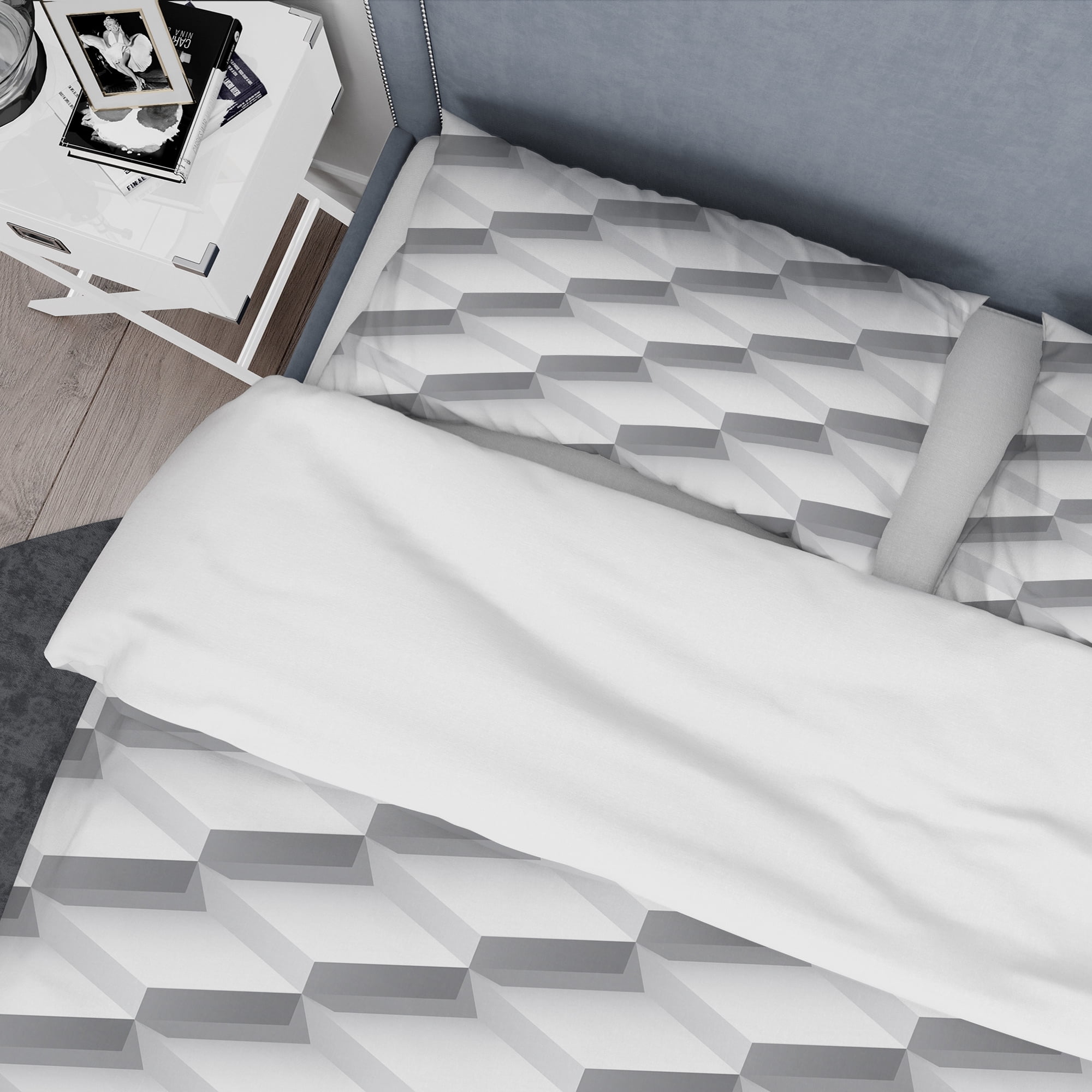 Designart 'White Abstract Pattern' Scandinavian Duvet Cover Set