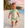 thumbnail image 5 of BemeyourBBs Newborn Baby Boy Summer Clothes Romper One Piece Outfit 0 3 6 12 18 Months Contrast Color Stripes Collar Short Sleeve Button Down Jumpsuit Shorts, 5 of 9