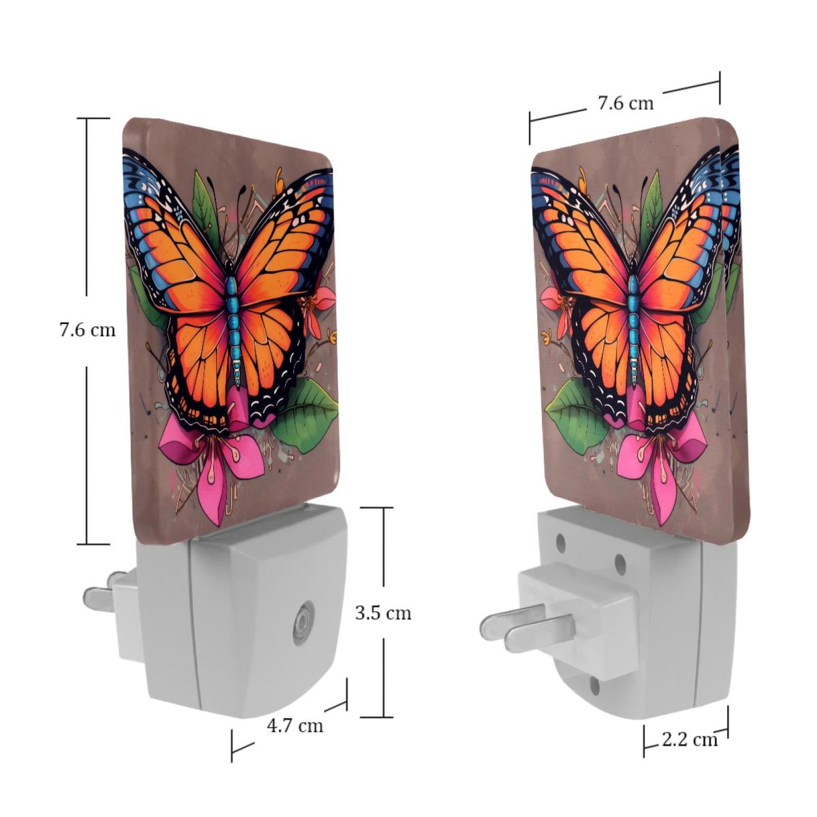 PhooArto Retro Butterfly Floral Plug in LED Night Light Auto Sensor Dusk to Dawn Decorative Night for Bedroom, Bathroom, Kitchen, Hallway, Stairs, Baby's Room, Energy Saving