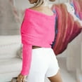 thumbnail image 5 of Olyvenn Women's Off Shoulder Sweaters Sexy Crisscross Wrap Knit Sweater Batwing Sleeve Pullover Sweaters Casual Fall Tops Hot Pink Free Size, 5 of 8