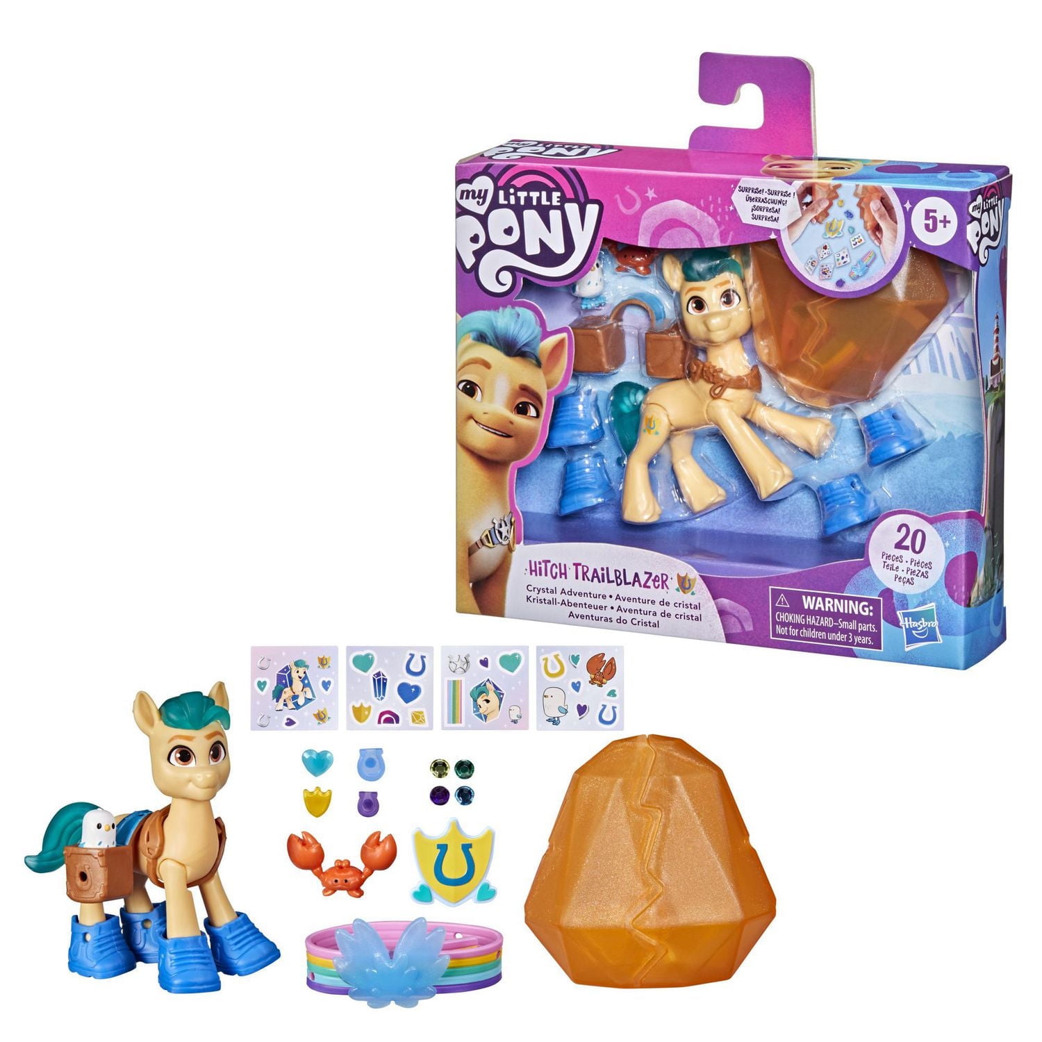 My Little Pony: A New Generation Movie Crystal Adventure Hitch Trailblazer - 3-Inch Pony Toy with Surprise Accessories, Friendship Bracelet