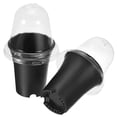 thumbnail image 1 of Unique Bargains 3' Round Nursery Pot Plastic Flower Plant Container with Cover 3 Pack Black, 1 of 6