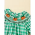 thumbnail image 5 of Miaouyo Baby Halloween Fall Romper Pumpkin Embroidered Plaid Short Sleeve Round Neck Ruffled Jumpsuits, 5 of 9