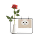 thumbnail image 1 of White domestic cat animal Botella de decoración de jarrones colgantes de flores rosas artificiales, 1 of 3