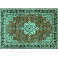 thumbnail image 1 of Ahgly Company Machine Washable Indoor Rectangle Persian Turquoise Blue Traditional Area Rugs, 7' x 9', 1 of 4