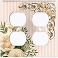thumbnail image 3 of Metal Light Switch Plate Outlet Cover Elegant White Rose Peach Striped Damask FLW074, 3 of 13