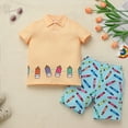 thumbnail image 2 of FYMNSI Toddler Boy Shorts and Polo Shirts Set Back to School Clothes Summer 2-Piece Outfit for Kids 2-3T Yellow, 2 of 8
