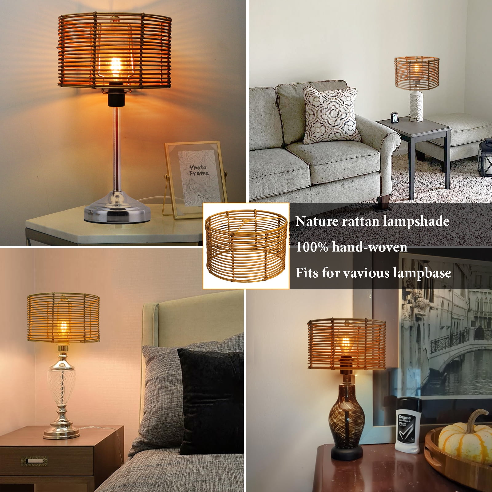 Spider Natural Woven Lamp Shades For Table/Bedside Lamps