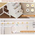 thumbnail image 6 of Aunfebrco Full Over Full Bunk Bed with Led Lights and 4 Drawers,L-shaped Bunk Bed with Desk,Metal Bunk Beds with Storage Headboard and Charging Station,Loft Bed with Safety Guardrail and Ladder,White, 6 of 9