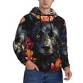 thumbnail image 2 of Pofeuu Colorful Floral Black Dog Print Mens Casual Hooded Collar Drawstring Hoodies Pullover Sweatshirts Casual Long Sleeve Shirts-4X-Large, 2 of 7