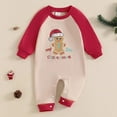 thumbnail image 2 of newwalpole Newborn Baby Boy Christmas Outfit Contrast Color Letter Print Infant Romper Long Sleeve Jumpsuit Cute Xmas Clothes Beige for Size 9-12 Months, 2 of 9