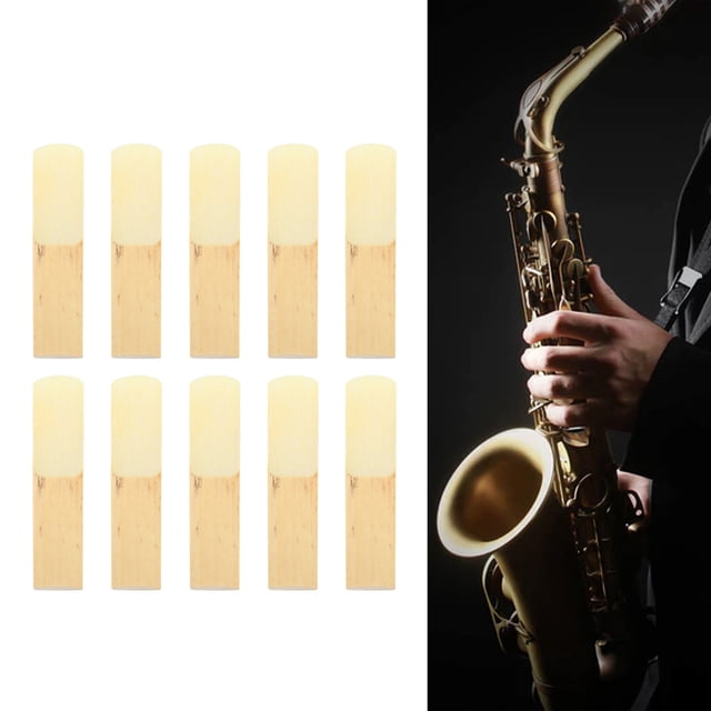 10 Pieces Professional 2.5 Alto Sax Reeds Stable Sound Saxophone Reeds Replacement Woodwind Accessories