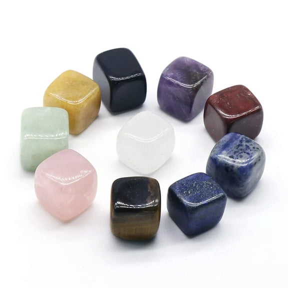 MATROOY 20pcs Bulk Lot Gemstone Cube Mixe Natural Stone Chakra Specimen Healing Reiki