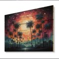 thumbnail image 2 of Designart "Colorful Sunset Palm Trees in Serene Beauty II" Palm Trees Print on Natural Pine Wood, 2 of 5