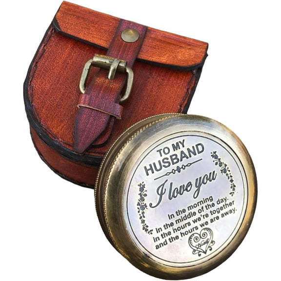 Engraved Compass Quote | Memory Present to My Husband Compass, Gift for Anniversary, Wedding Gift for Him, Fiance Gift I Miss You Long Distance Relationship Gift Boyfriend Gift