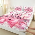 thumbnail image 3 of Homewish Kids Princess Castle Bed Sheets, Pink Watercolor Bowknot King Sheets, Romantic Love Heart Sheet Set, Luxury Bedroom Decor, 4-Piece, 3 of 7
