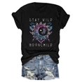 thumbnail image 1 of Sun & Moon Print Crew Neck T-shirt, Casual Short Sleeve Top For Spring & Summer, Women's Clothing, 1 of 6
