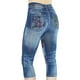 thumbnail image 5 of ICHUANYI Clearance Women's Imitation Denim Printed Leggings Capris High Waisted Elastic Pencil Capris(Light Blue, M) ICHUANYI WER2023080704615, 5 of 5