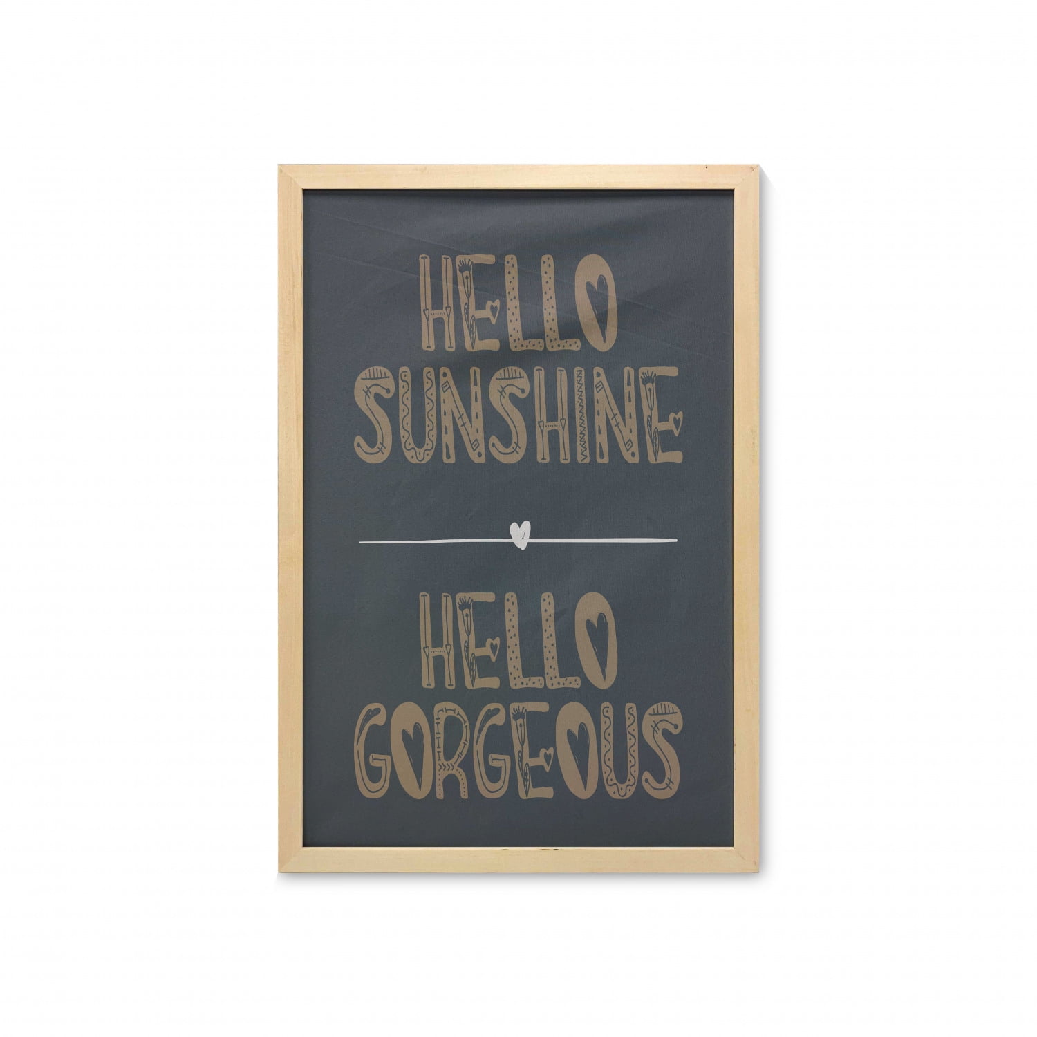 Hello Wall Art with Frame, Inspirational Hello Sunshine Phrase