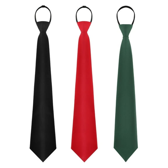 Cloudstyle Men's Solid Color Zipper Tie 3-Pack Adjustable Necktie Set for Wedding Party