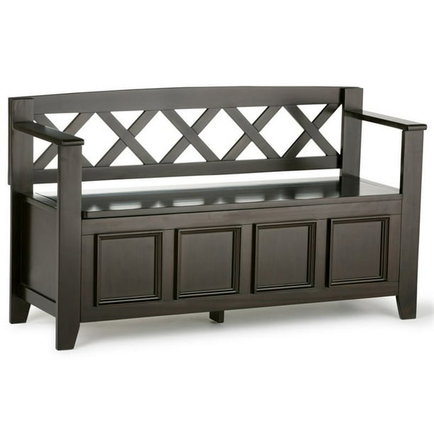 Simpli Home Amherst Solid Wood Entryway LiftTop Storage Bench in