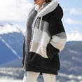 thumbnail image 2 of Abrigo de felpa suelto Moda Casual Chaqueta con capucha Suave cálido Otoño Invierno para mujer MABOTO Negro/5XL, 2 of 5