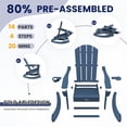 thumbnail image 6 of KINGYES Adirondack Rocking Chair with Retractable Ottoman and Cup Holders, HDPE Adirondack Rocker, Patio Rocking Chair for Porch, Patio, 6 of 9
