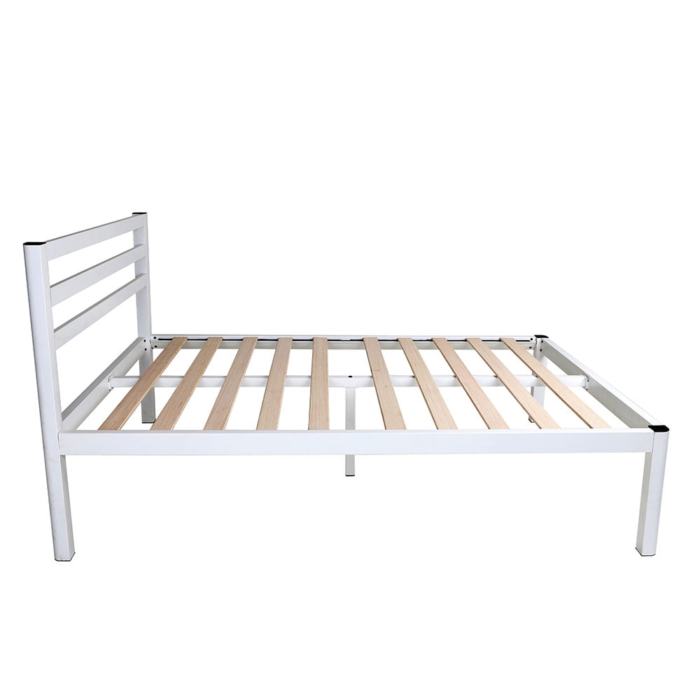 Intellibase 18 Inch Wood Slat White Metal Platform Bed Frame W Intellibase 18 Inch Wood Slat White Metal Platform Bed Frame W Headboard Full Com