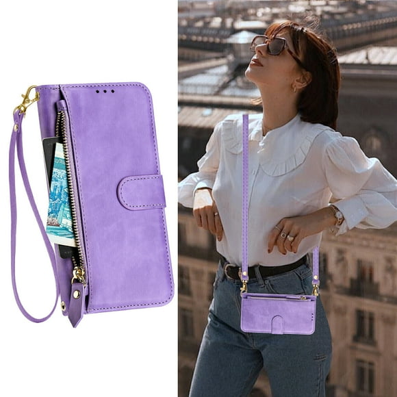 Funda para TCL 50 XL Cartera de Mano con Cremallera y Correa Cruzada Desmontable