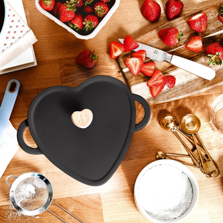 Beautiful 2QT Cast Iron Heart Dutch Oven, Black Sesame by Drew