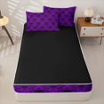 thumbnail image 4 of Homewish Hipple Halloween Skull Zipper Queen Comforter Set with Fitted Sheet and 2 Pillowcases,Purple Damask Zipper Bedding Set,Black Reversible,4pcs, 4 of 8