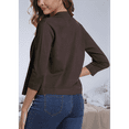 thumbnail image 5 of Women's Cropped Cardigan 3/4 Sleeve Spring Fall Sweater Solid Color Light Coffee S, 5 of 7