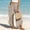 c01Beige, variant on LNWUY Linen Pants Women Smocked High Waisted Wide Leg Cropped Pants with Pockets Cute Ruffle Boho Flowy Beach Pants Black XL