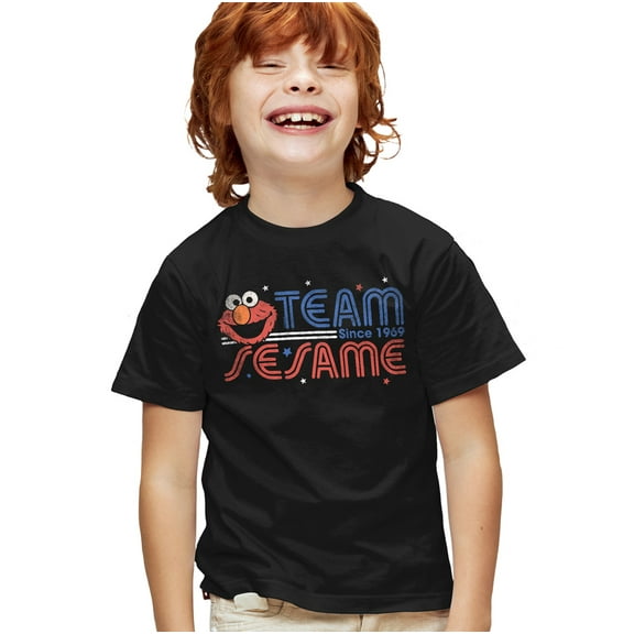 Sesame Street Team Sesame Kids T Shirt for Youth Boys and Girls, Black, Medium