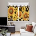 thumbnail image 4 of Sunflower Kitchen Curtains Window Panels, Yellow Floral Elegant Pastoral Flowers Watercolor Insulated Window Treatment Curtain, Grommet Curtains for Bedroom/Living Room/Bathroom, 2 Piece 52"Wx45"L, 4 of 8