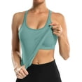 thumbnail image 4 of Attraco Women Solid Ribbed Workout Tank Tops Builting in Bra Tight Racerback Scoop Neck Sports Top, 4 of 8