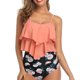 thumbnail image 4 of Traje de baño tankini con volantes tipo XL, tirantes finos, sujetador acolchado, ajustable para surfear y divertirse en la playa, 4 of 8