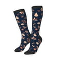 thumbnail image 2 of Balery Autumn Leaves With Blue Printed Novelty Socks Men's Women's Crew Socks Sports Socks Knee High Socks Cotton Socks Quirky and Cool Socks, 2 of 9