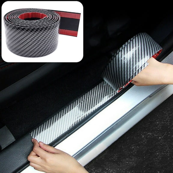SPRING PARK Car Styling Carbon Fiber Rubber Door Sill Protector Trim Strip Decor Sticker