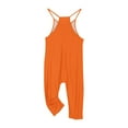 thumbnail image 7 of Ecqkame Girls' Casual Sleeveless Jumpsuits Kids Childrens Casual Jumpsuits Child Sleeveless Spaghetti Strap Summer Rompers Long Pants with Pockets for 5-14 Years Orange 7 Years, 7 of 7