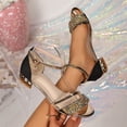 thumbnail image 5 of LTTVQM Women's 2026 Low Block Chunky Heels Sandals Sparkly Rhinestone Open Toe Ankle Strap Slip On Fashion Dress Pump Sandals Shoes for Party Wedding Black 41(US-8.5), 5 of 8